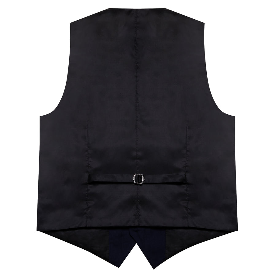 Navy Blue Solid Silk Men's Classic Vest Set vest set    - Sophisticated Gentlemen