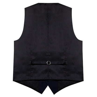 Navy Blue Solid Silk Men's Classic Vest Set vest set    - Sophisticated Gentlemen