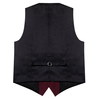 Burgundy Blue Solid Silk Men's Classic Vest Set vest set    - Sophisticated Gentlemen