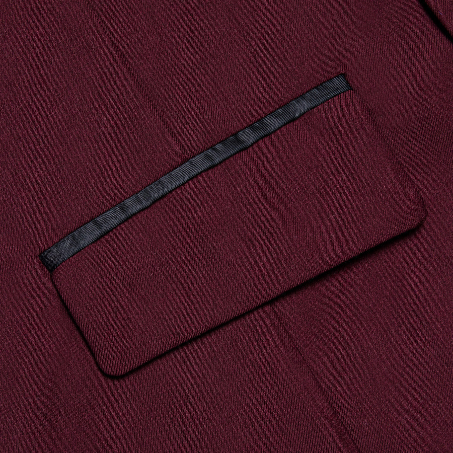 Burgundy Blue Solid Silk Men's Classic Vest Set vest set    - Sophisticated Gentlemen
