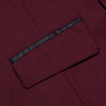 Burgundy Blue Solid Silk Men's Classic Vest Set vest set    - Sophisticated Gentlemen