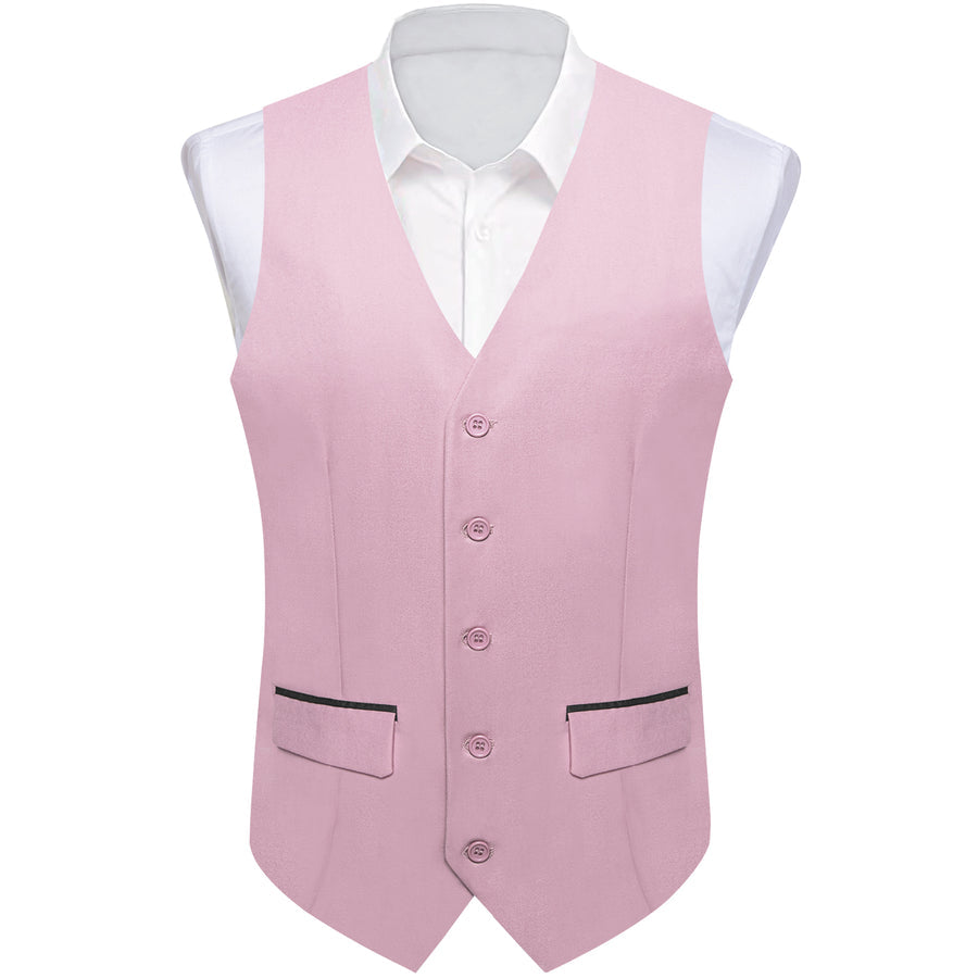 Light Pink Solid Silk Men's Classic Vest Set vest set S (Chest 40")   - Sophisticated Gentlemen