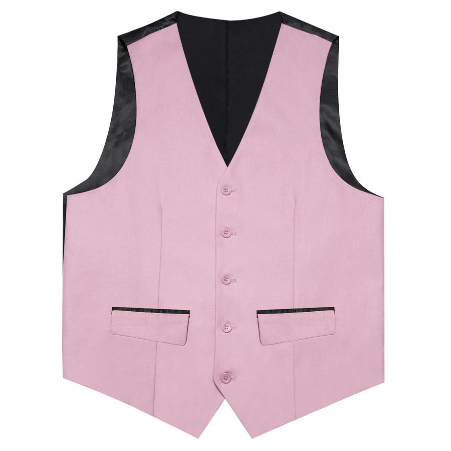 Light Pink Solid Silk Men's Classic Vest Set vest set    - Sophisticated Gentlemen