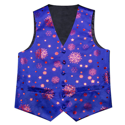 Christmas Blue Red Pattern Novelty Jacquard Silk Vest Set vest set    - Sophisticated Gentlemen