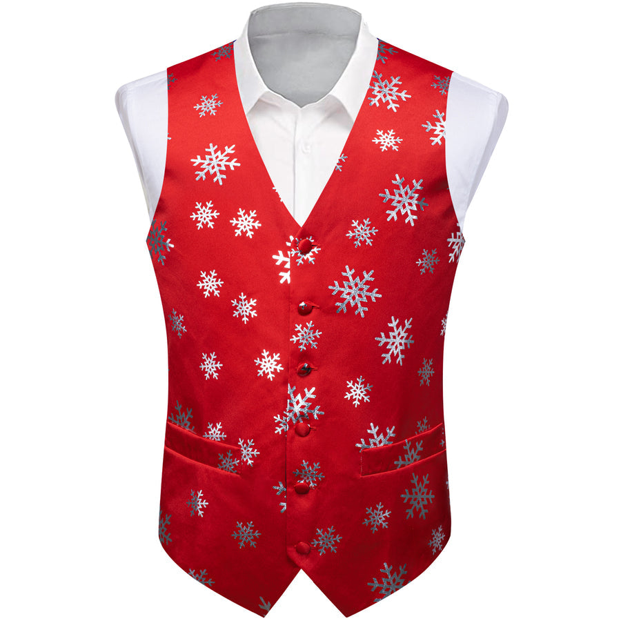 Christmas Red Snowflake Novelty Splicing Jacquard Vest Set vest set S (Chest 40")   - Sophisticated Gentlemen