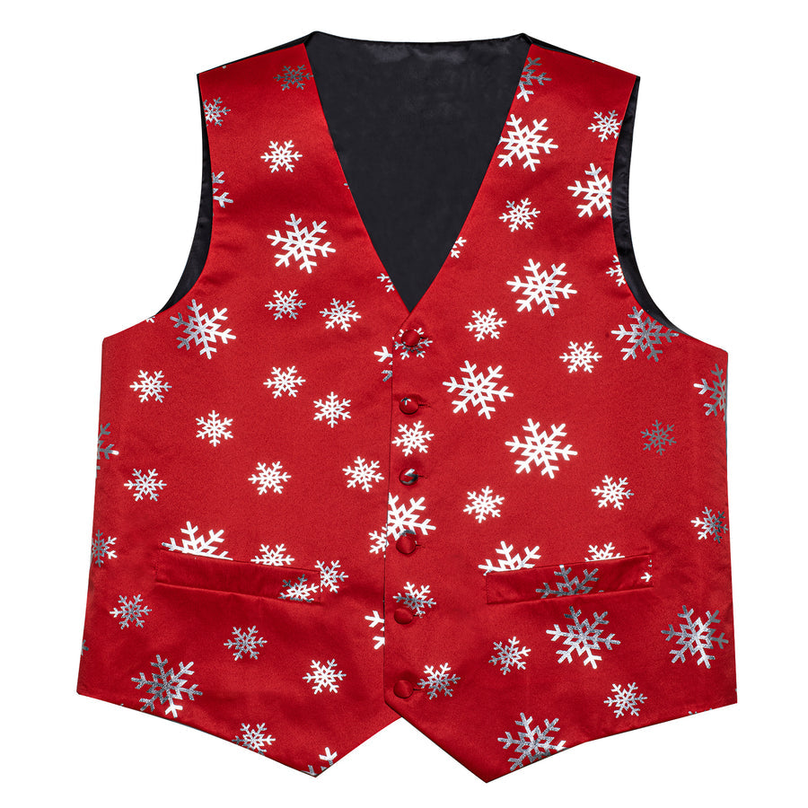 Christmas Red Snowflake Novelty Splicing Jacquard Vest Set vest set    - Sophisticated Gentlemen