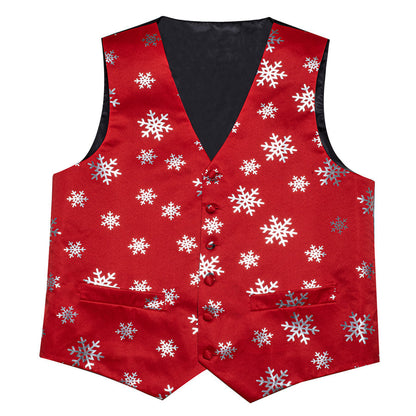 Christmas Red Snowflake Novelty Splicing Jacquard Vest Set vest set    - Sophisticated Gentlemen
