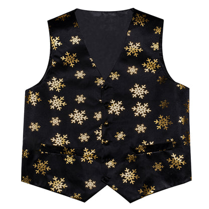 Christmas Black Snowflake Novelty Splicing Jacquard Men's Vest Set vest set    - Sophisticated Gentlemen