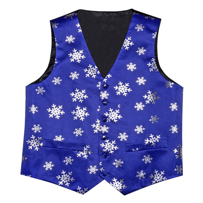 Christmas Blue Snowflake Novelty Splicing Jacquard Vest Set vest set    - Sophisticated Gentlemen