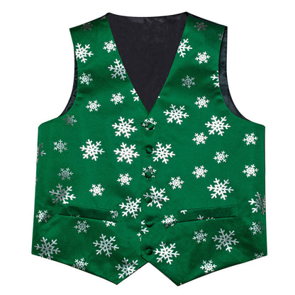 Christmas Green Snowflake Novelty Splicing Jacquard Men's Vest Set vest set    - Sophisticated Gentlemen