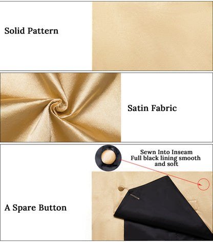 Satin Champagne Solid Vest Set vest set    - Sophisticated Gentlemen