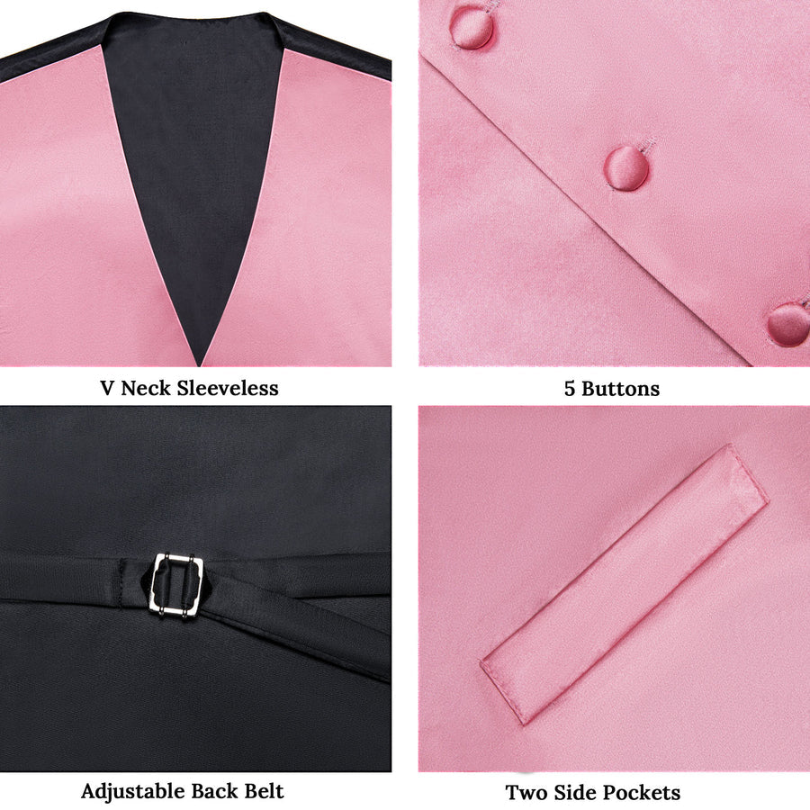 Satin Baby Pink Solid Vest Set vest set    - Sophisticated Gentlemen