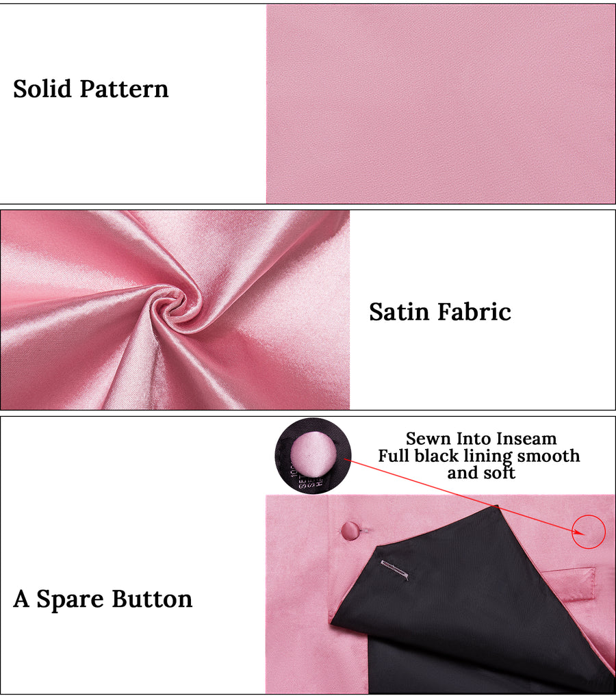 Satin Baby Pink Solid Vest Set vest set    - Sophisticated Gentlemen
