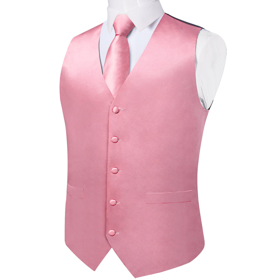 Satin Baby Pink Solid Vest Set vest set    - Sophisticated Gentlemen