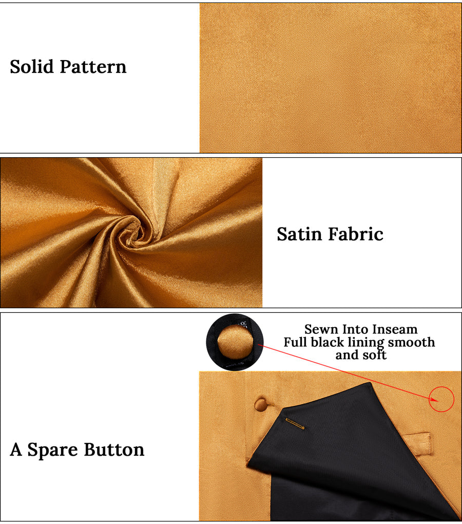 Satin Golden Solid Vest Set vest set    - Sophisticated Gentlemen