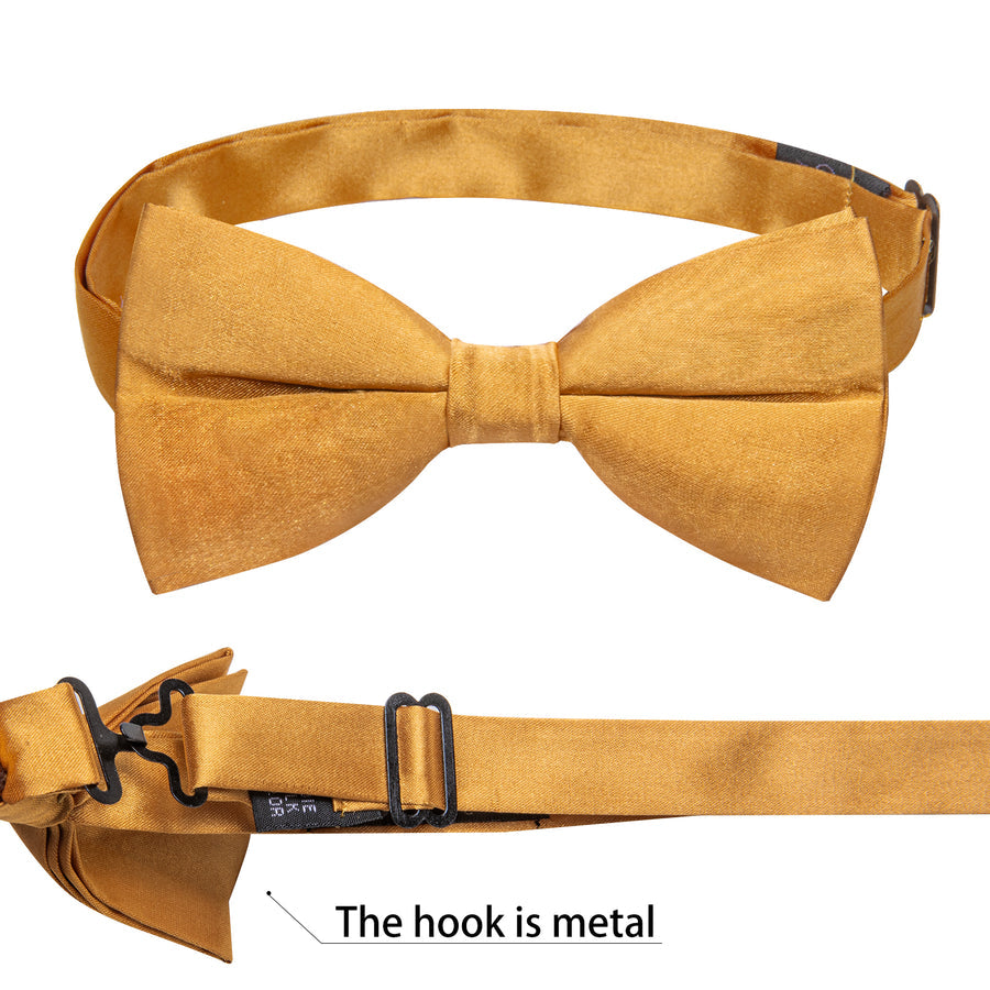 Satin Golden Solid Men's Bowtie Vest Set vest set    - Sophisticated Gentlemen