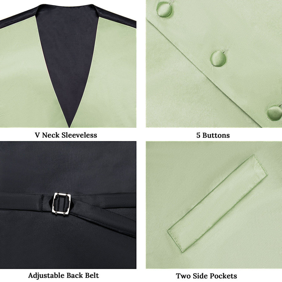 Satin Light Green Suit Vest Set vest set    - Sophisticated Gentlemen