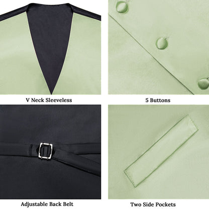 Satin Light Green Suit Vest Set vest set    - Sophisticated Gentlemen