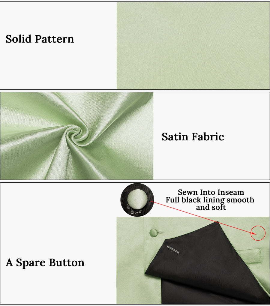 Satin Light Green Suit Vest Set vest set    - Sophisticated Gentlemen