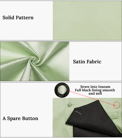 Satin Light Green Suit Vest Set vest set    - Sophisticated Gentlemen