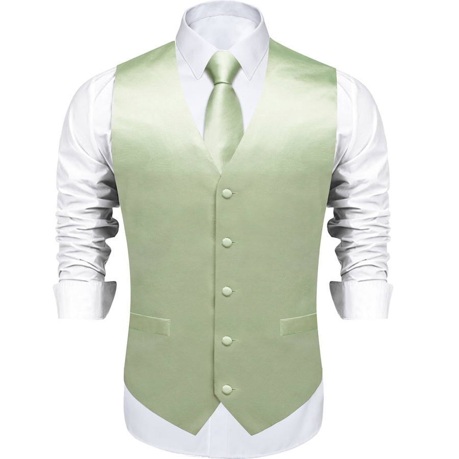 Satin Light Green Suit Vest Set vest set    - Sophisticated Gentlemen
