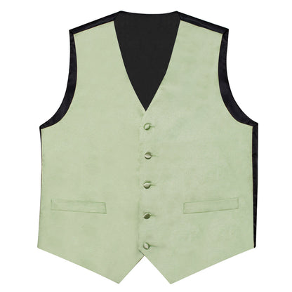 Satin Light Green Solid Men's Bowtie Vest Set vest set    - Sophisticated Gentlemen
