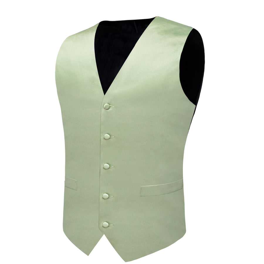 Satin Light Green Suit Vest Set vest set    - Sophisticated Gentlemen