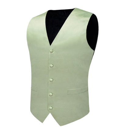 Satin Light Green Suit Vest Set vest set    - Sophisticated Gentlemen