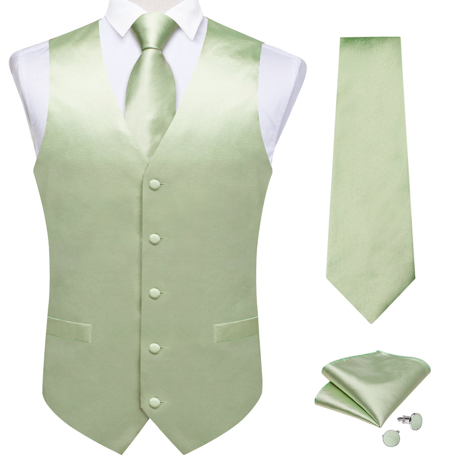 Satin Light Green Suit Vest Set vest set    - Sophisticated Gentlemen