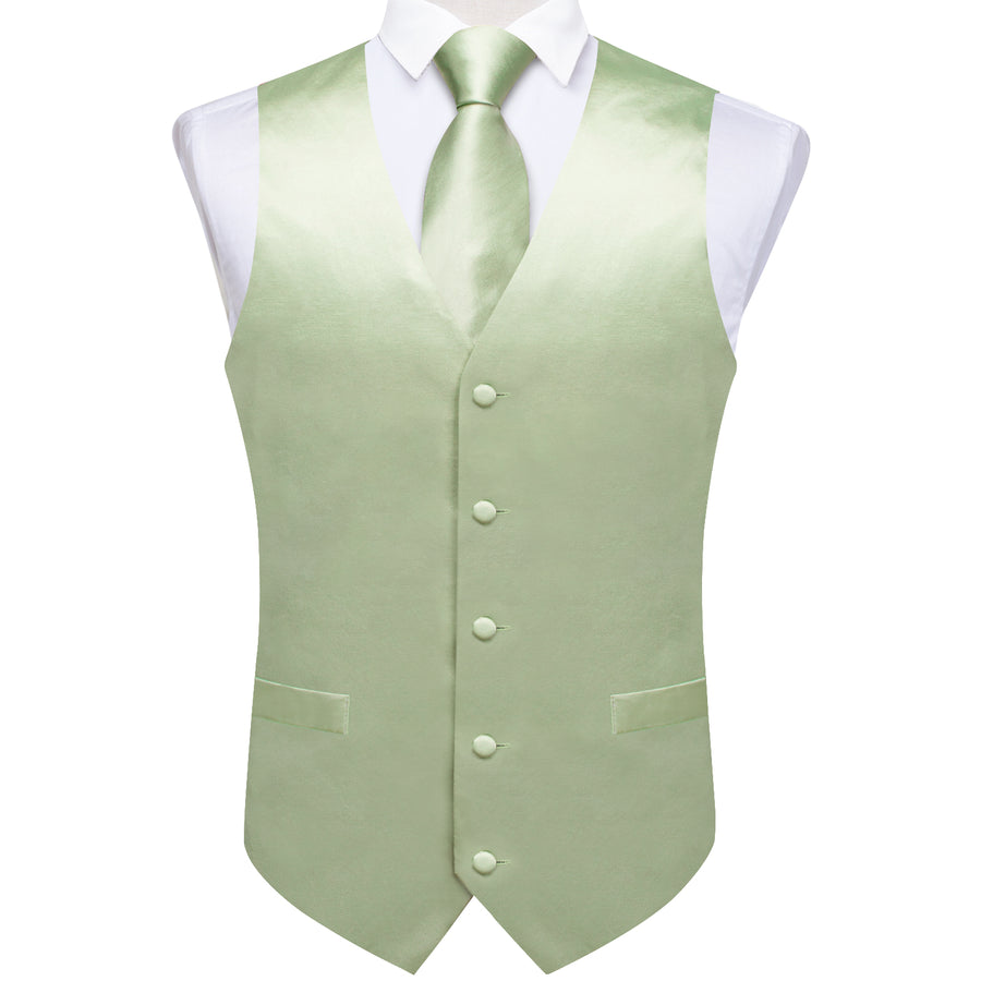 Satin Light Green Suit Vest Set vest set    - Sophisticated Gentlemen