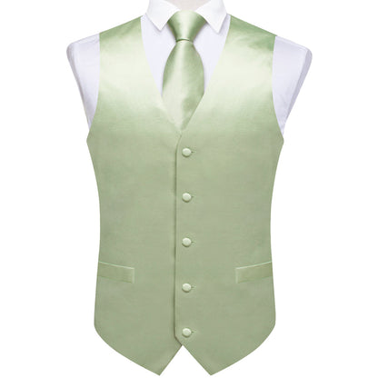 Satin Light Green Suit Vest Set vest set    - Sophisticated Gentlemen