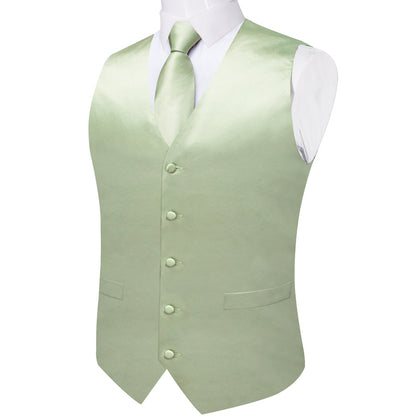 Satin Light Green Suit Vest Set vest set    - Sophisticated Gentlemen