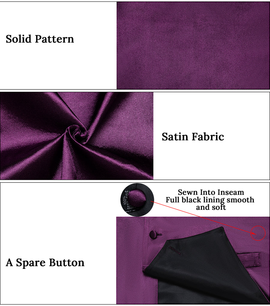 Dark Purple Solid Vest Set vest set    - Sophisticated Gentlemen