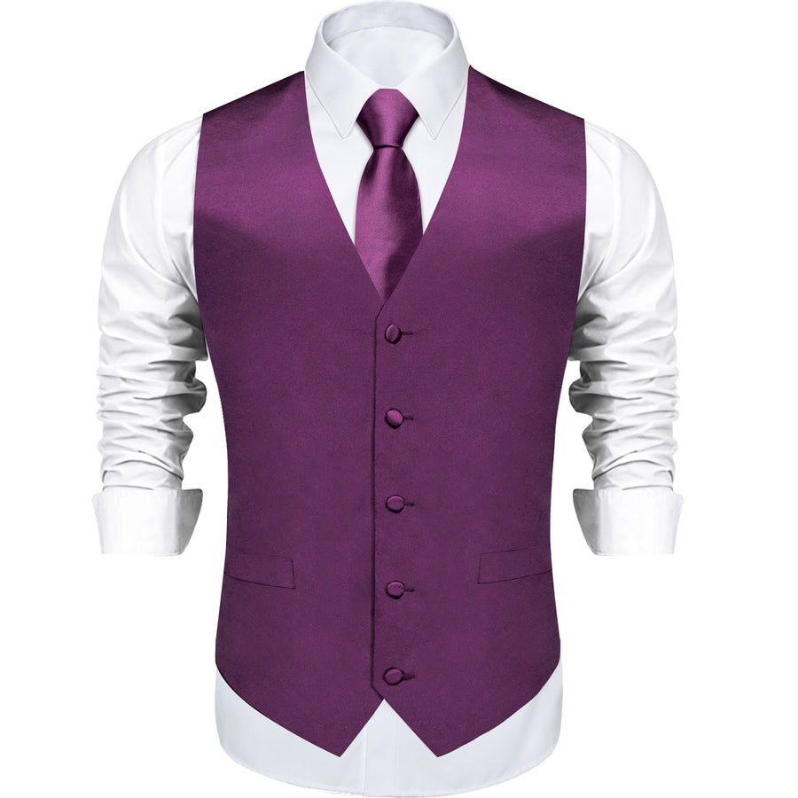 Dark Purple Solid Vest Set vest set    - Sophisticated Gentlemen