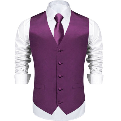 Dark Purple Solid Vest Set vest set    - Sophisticated Gentlemen