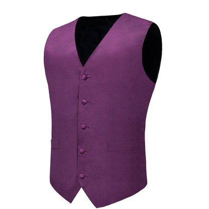 Dark Purple Solid Vest Set vest set S (Chest 40")   - Sophisticated Gentlemen