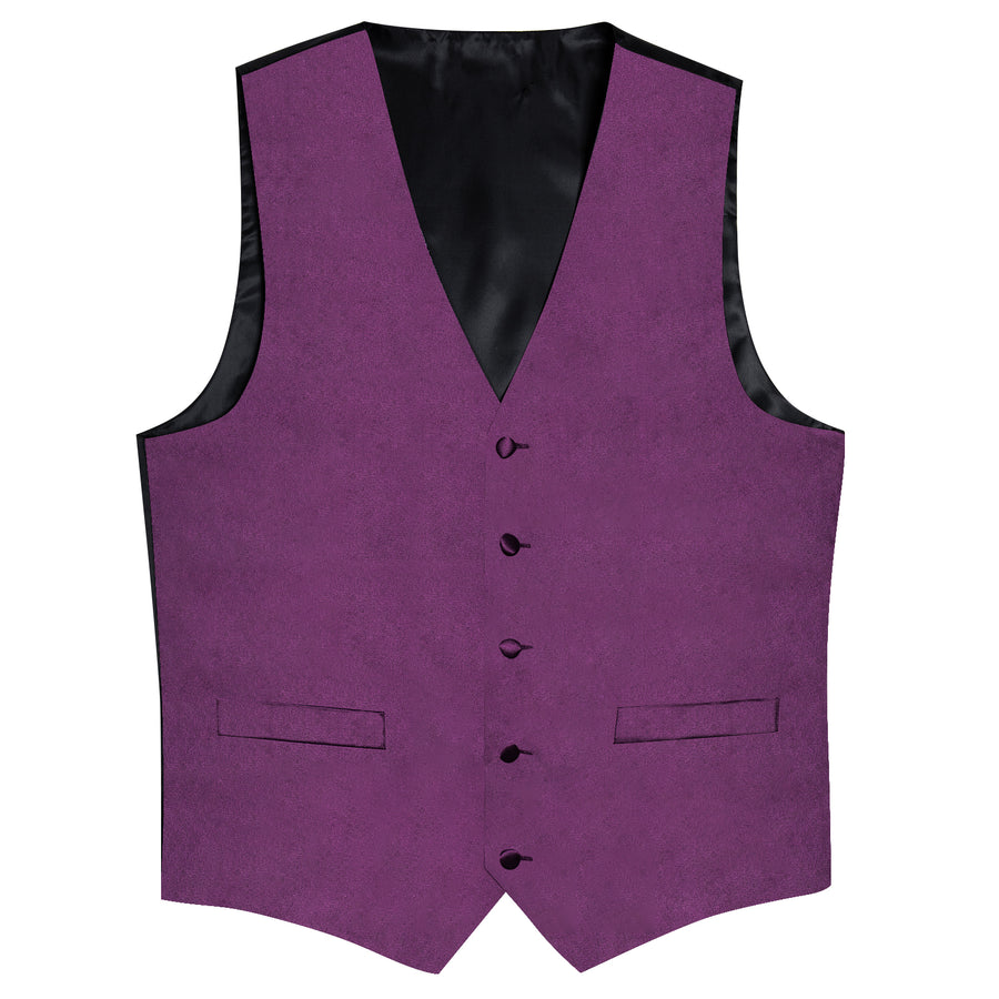 Satin Dark Purple Solid Men's Bowtie Vest Set vest set    - Sophisticated Gentlemen