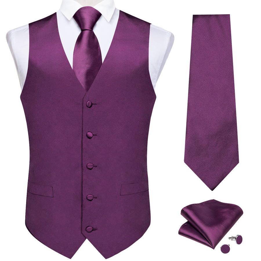 Dark Purple Solid Vest Set vest set    - Sophisticated Gentlemen