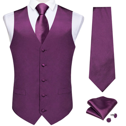 Dark Purple Solid Vest Set vest set    - Sophisticated Gentlemen