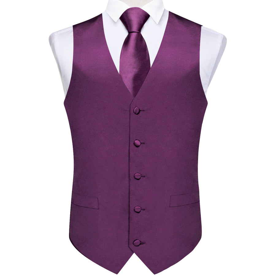 Dark Purple Solid Vest Set vest set    - Sophisticated Gentlemen