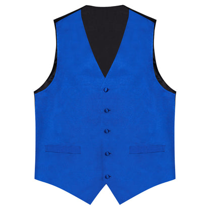 Satin Blue Klein Solid Vest Set vest set    - Sophisticated Gentlemen