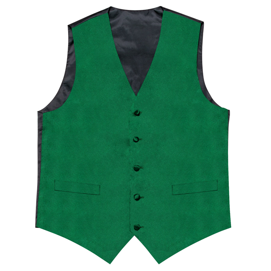 Satin Green Solid Men's Bowtie Vest Set vest set    - Sophisticated Gentlemen