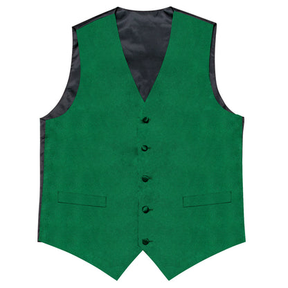 Satin Green Solid Men's Bowtie Vest Set vest set    - Sophisticated Gentlemen