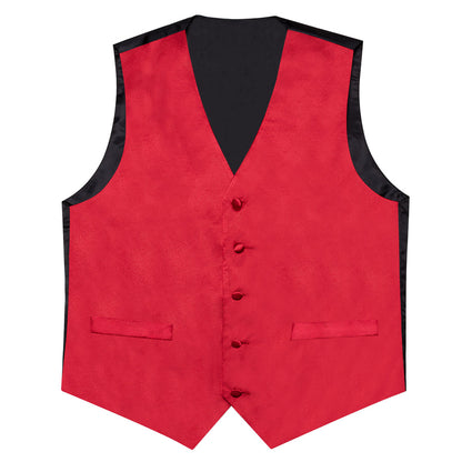 Satin Classic Red Solid Men's Bowtie Vest Set vest set    - Sophisticated Gentlemen