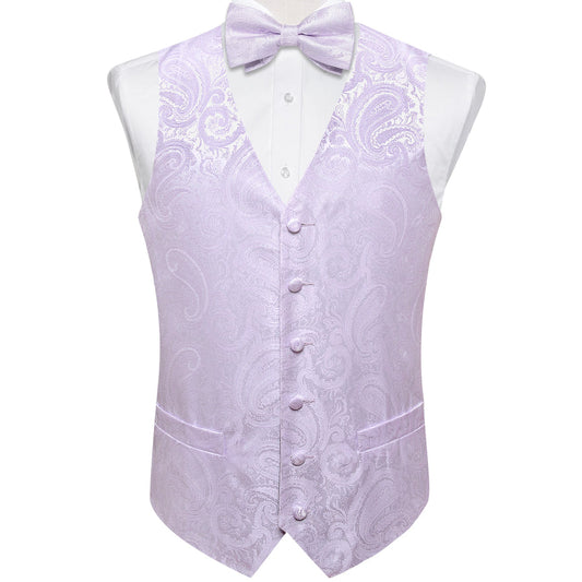 Light Plum Paisley Vest Set vest set    - Sophisticated Gentlemen