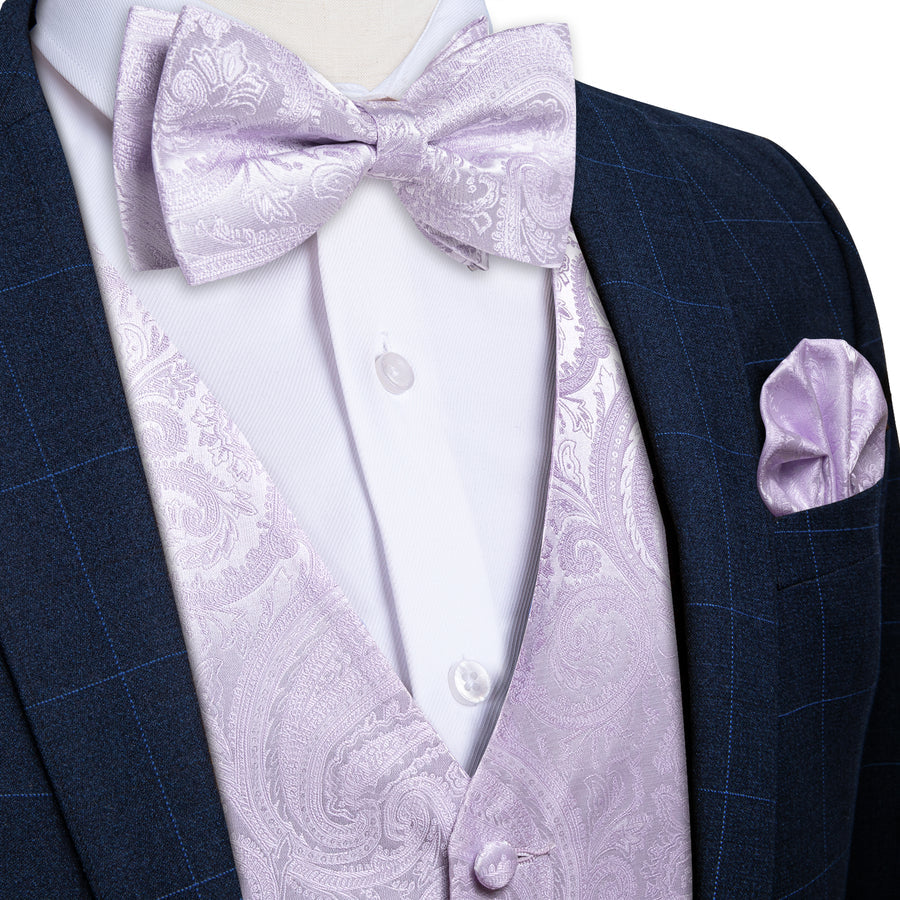 Light Plum Paisley Vest Set vest set    - Sophisticated Gentlemen