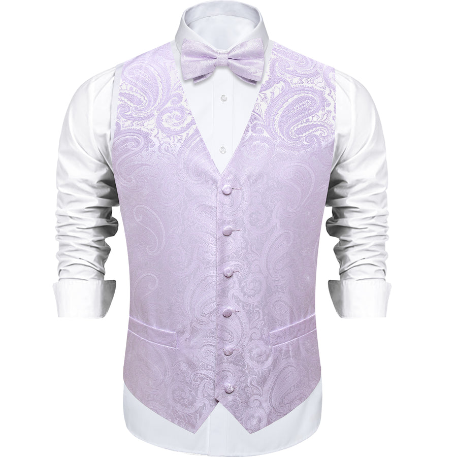 Light Plum Paisley Vest Set vest set    - Sophisticated Gentlemen