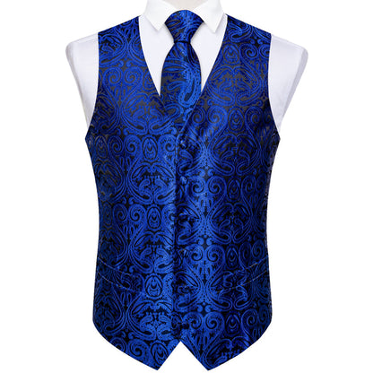 Midnight Blue Paisley Vest Set vest set    - Sophisticated Gentlemen