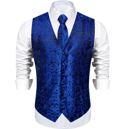Midnight Blue Paisley Vest Set vest set    - Sophisticated Gentlemen