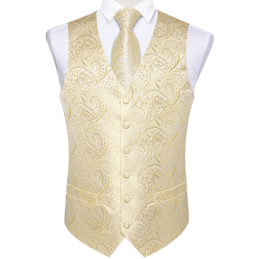 White Waistcoat Men's Linen White Paisley Collar Vest Set vest set    - Sophisticated Gentlemen
